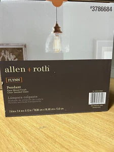 allen+roth Flynn Nickel/Wood Transitional Seeded Glass Dome Mini Hanging Pendant - Picture 1 of 2