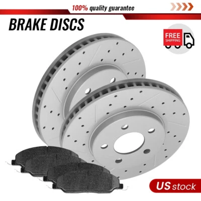 Rotores de disco perforados delanteros para Ford Mustang V6 2005-2010 + pastillas de freno de cerámica Foto 1 de 4