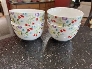 4er Set Martha Stewart Collection exklusiv für Macys Blumen Suppe Salat Schüsseln - Bild 1 von 7