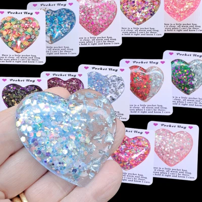 SMILEYS GLITTER STORE Love Heart Pocket Hugs, Glitter Pocket Hug Keepsake, Christmas Stocking Fillers