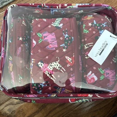 Vera Bradley Holiday Hounds/Perros Bolsa de Cosméticos Juego de Viaje Nuevo con Etiquetas Foto 1 de 4
