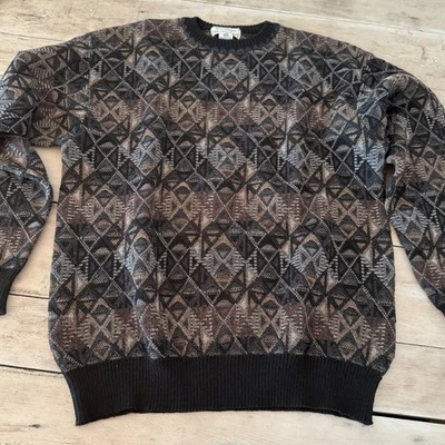 VTG Tricots St Raphael Bloomingdales Sweater Wool Men MED Diamond Abstract 1990s - Image 1 of 4