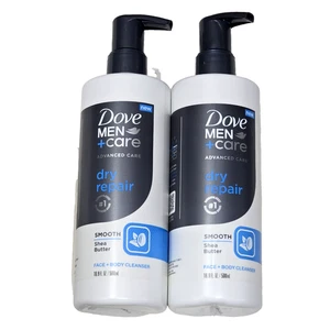 Lot de 2 nettoyant pour le visage et le corps Dove Men Care Sec Repair beurre de karité lisse 16,9 oz. - Photo 1/1