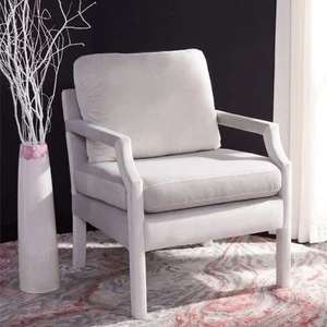 Home Genoa Mid-Century Light Grey Velvet Upholstered Arm Chair - Picture 1 of 9