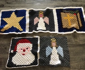 Hecho a mano Crochet Cuadrado Abuela Cuadrado Navidad Santa Ángel Biblia Estrella XL 13” Arriba - Imagen 1 de 8