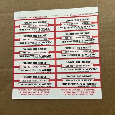 Red Hot Chili Peppers Under The Bridge 10 Jukebox Title Strip Full Sheet B5 - Imagem 1 de 3