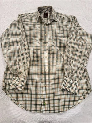 Camisa Tailorbyrd a Cuadros/Contraste Rayas Blanca Amarilla Verde Naranja Talla Mediana Foto 1 de 4