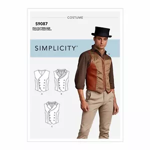 Simplicity Pattern S9087 Men's Costume Button Zip Up Steampunk Waistcoat Vests - Picture 1 of 12