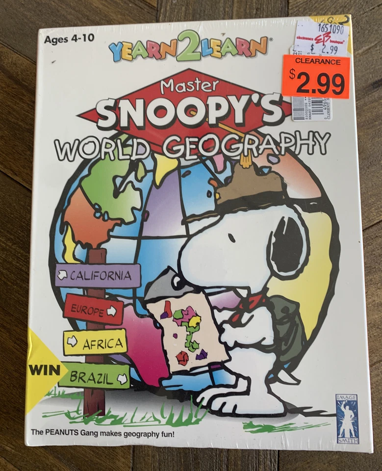 PEANUTS Snoopy Yearn 2 Learn Master Snoopy's World Geography Rare NEW SEALED - Image 1 of 4