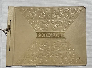 Vtg Old Photograph Photo Picture Album 12 Black Paper Pages 15”x11” - Picture 1 of 12