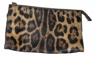 100 % Authentic Leather D & G Dolce Gabbana   CLUTCH  Bag Leopard Print
