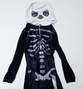 FORTNITE Skull Trooper Hooded Pajamas - Skeleton One Piece Zip Up Union Suit - Picture 1 of 5