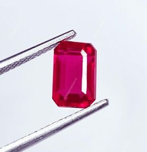 Natural Red Ruby 2.07 Ct Loose Gemstone Certified Unheated Emerald Cut Ruby Gem