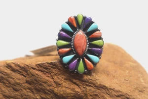Santa Fe Stil Türkis Multicolor Sterlingsilber Ring Größe 9 Neu mit Etikett in Geschenkbox - Bild 1 von 14