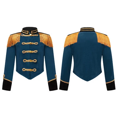 Girls Coat Festive Jackets Stand Collar Outerwear School Play Tailcoat Uniform - Image 1 of 4