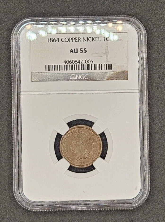 1864 (Copper-Nickel) Indian Head Cent | NGC AU55 - Image 1 of 4