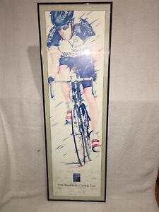 1994 WORD PERFECT BICYCLE CYCLING TEAM 38"X12" FRAMED PRINTED SIGNED POSTER