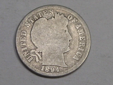 Better Date 1894 Silver Barber Dime - Metal Detector Find.  #19 Cover
