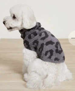 BAREFOOT DREAMS New Large 20-40 Lbs. CozyChic Dog Sweater Leopard Black Charcoal - Picture 1 of 24
