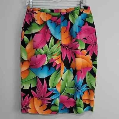 Falda envolvente Dana Buchman Vintage Tropcial brillante floral seda para mujer talla 12 Foto 1 de 4