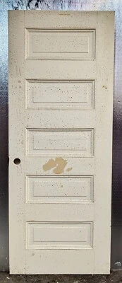 2 avail 30"x77" Antique Vintage Interior SOLID Wood Wooden Room Doors 5 Panels - Image 1 of 4