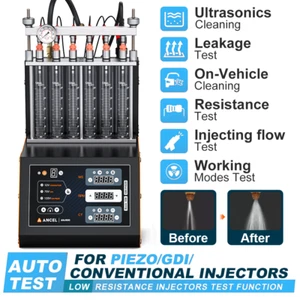 ANCEL ANJ600 Ultrasonic Fuel Injector Cleaner Tester 6-Cylinder Resistance Test - Picture 1 of 15