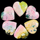 6 Pcs Natural Rhodonite 29-33mm Heart Shape Loose Cabochon Gemstones 320.1 Cts