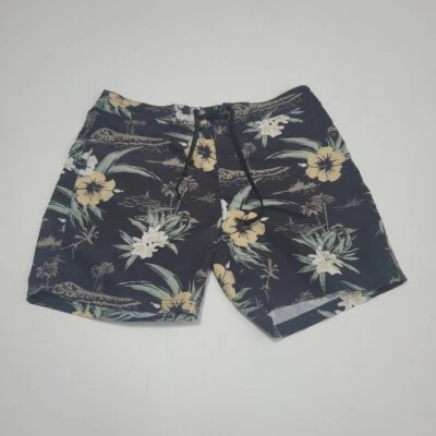 Rusty Board Shorts Black Hawaiian Tropical Swim Wake Surf Trunks Mens 30 New - Image 1 of 4