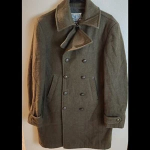 Vintage Dolce & Gabbana Men's 100% Wool Green Military Double Breasted Pea Coat - Picture 1 of 12