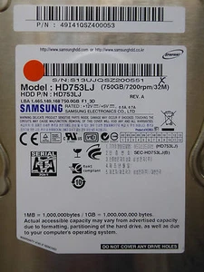 750 GB Samsung HD753LJ / P/N: 49I41QSZ400053 / BF41-00206B / disque dur  *  - Bild 1 von 1