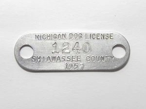 1957 Shiawassee County Michigan Dog Tax Tag License - #65052 - Picture 1 of 2