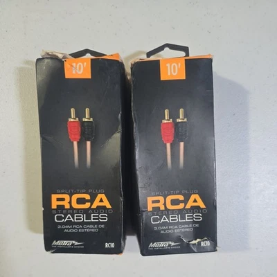 2x SPLIT-TIP PLUG RCA STEREO AUDIO CABLES RC10 - Image 1 of 3