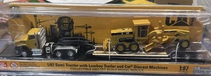 1/87 CAT CT660  DAY CAB TRUCK  W/ LOWBOY TRAILER /CAT  DIECAST 163H MOTOR GRADER - Picture 1 of 4