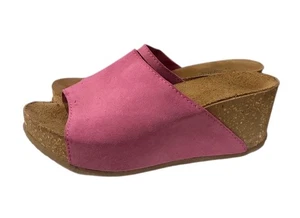 Morbicomoda Vera Pelle Pink Leather Italian Sandals Platform Slip On UK 6 - Picture 1 of 10