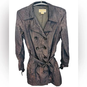 Michael KORS MK Women's Double-Breasted Ghost Animal Print Trench Coat, Size 8 - Picture 1 of 13