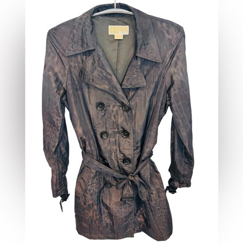 Michael KORS MK trench donna doppiopetto stampa animalier fantasma taglia 8