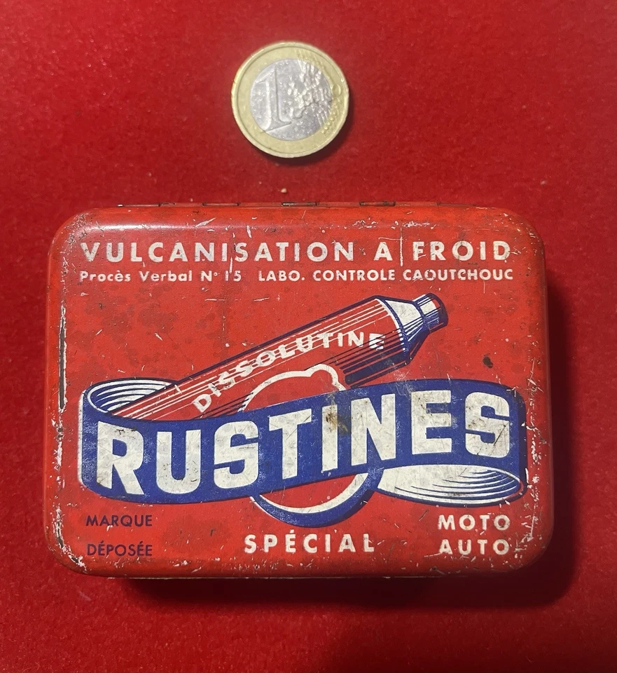 Ancienne boite Publicitaire lithographiée - Rustines Vélo Moto Mobylette Peugeot - Photo 1/4