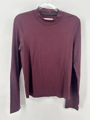 Camisa Outdoor Voices Mujer Pequeña Marrón Manga Larga Cuello Simulado Elastizado Merino Foto 1 de 4