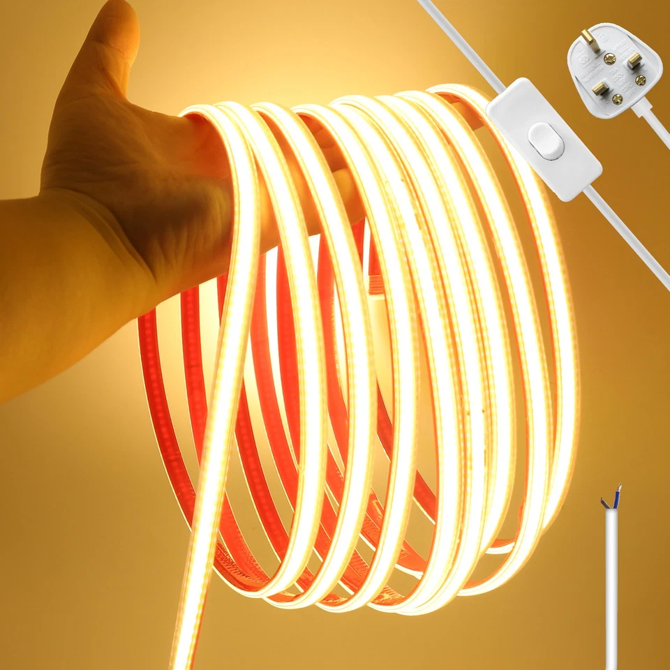 220V Neon COB LED Strip Lights High Density Flexible Tape Lighting Waterproof