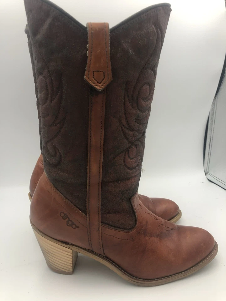 Botas vintage Dingo American de cuero marrón para mujer 8,5 Western Cowboy Foto 1 de 4