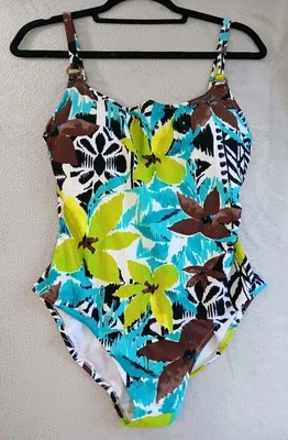 Leilani Swimsuit Women's Size 8 Bright Tropical Floral One Piece Built In Bra - Image 1 of 4