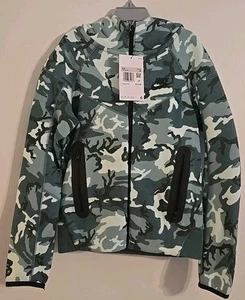 Nike TECH Fleece Youth Full Zip Hoodie Jacket Kids Extra Small $115 Green Camo - Picture 1 of 3