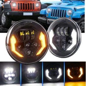 Pair 7" Round LED Headlights Hi/Lo For Chevy Truck 47-1957 C20/30 Pickup 61-1974 - Picture 1 of 12