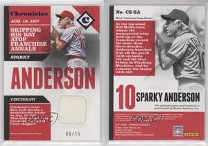2017 Panini Chronicles Swatches Purple /15 Sparky Anderson #CS-SA HOF