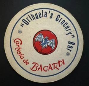 1940er Jahre Vintage Untersetzer Bacardi Rum Kuba Havanna Orihuela's Lebensmittelbar - Bild 1 von 5