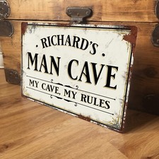 Segno personalizzata uomo grotta muro Porta Decorazione Placca Vintage Shabby Chic 200x305mm