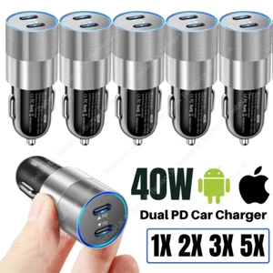 Lot For iPhone 13 12 11 Pro Dual PD Car Charger 40W Fast Charger Adapter Type C - Picture 1 of 16