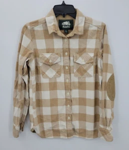 Camisa Roots Canada para mujer XS marrón franela a cuadros manga larga abotonada exterior - Imagen 1 de 9