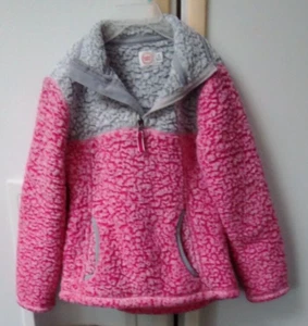Wonder Nation Girls Jacket Pink/Gray Sherpa Fleece Pullover 1/4 Zip XS (4-5)  c - Picture 1 of 9
