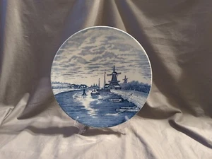 Piastra di ricarica in ceramica blu Delft mulino a vento primi '900 di Louis Apol - USATA - Foto 1 di 11